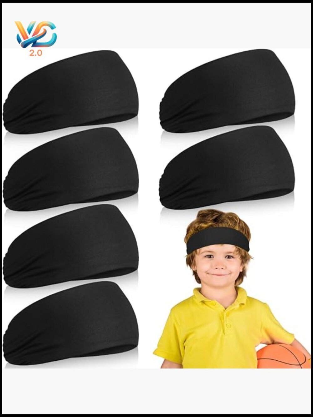 6 Pack Sweatbands for Kids Sports Headbands Breathable Wicking Athletic